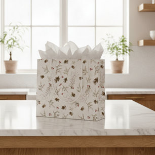 Boho Woodland Winterberry Pattern Large Gift Bag