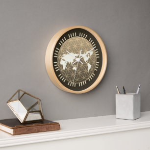 Boho World Map Clock