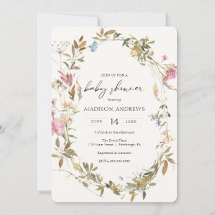 Boho Wreath Baby Shower Invitation