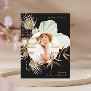 Boho Wreath One Photo Graduation Party Invitation