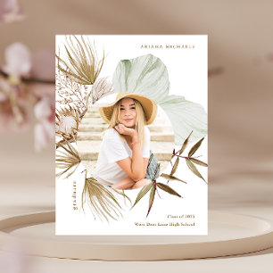 Boho Wreath One Photo Graduation Party Invitation