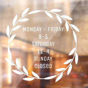 Boho Wreath Small Business Hours White