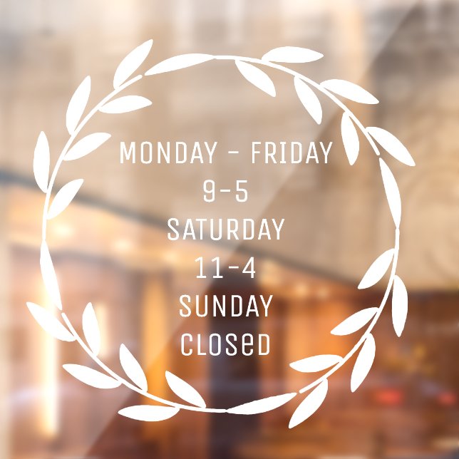 Boho Wreath Small Business Hours White (Sheet 2)