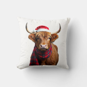 Boho Xmas Christmas Highland Cow T-Shirt (1) Cushion