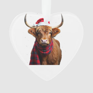 Boho Xmas Christmas Highland Cow T-Shirt (1) Ornament