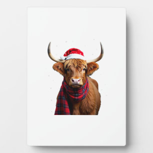 Boho Xmas Christmas Highland Cow T-Shirt (1) Plaque