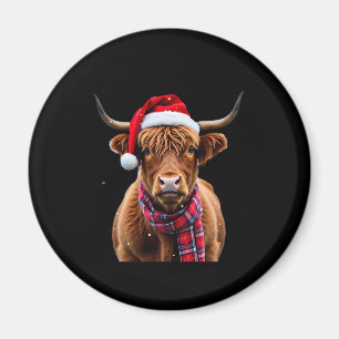 Boho Xmas Christmas Highland Cow T-Shirt (2) Magnet