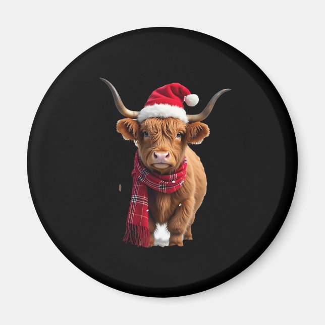 Boho Xmas Christmas Highland Cow T-Shirt (3) Magnet (Front)