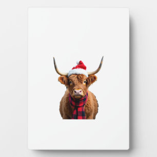 Boho Xmas Christmas Highland Cow T-Shirt (3) Plaque