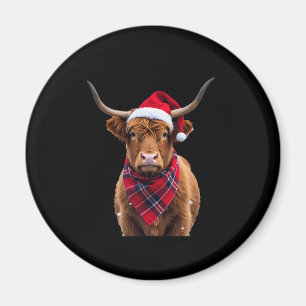 Boho Xmas Christmas Highland Cow T-Shirt Magnet