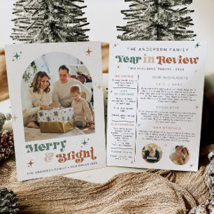 Boho Year In Review Card Family Newsletter Retro