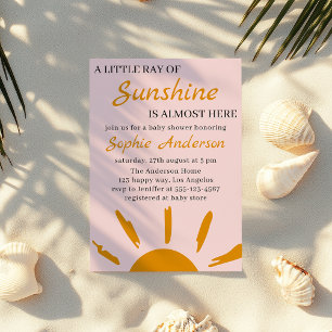 Boho Yellow A Little Ray of Sunshine Baby Shower Invitation