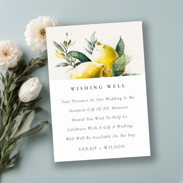 Boho Yellow Lemon Garden Wedding Wishing Well Enclosure Card (Creator Uploaded)