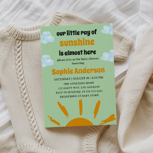 Boho Yellow Little Ray Of Sunshine Baby Shower Invitation