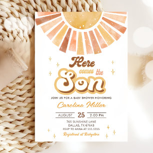 Boho Yellow Little Sunshine Baby Shower Invitation