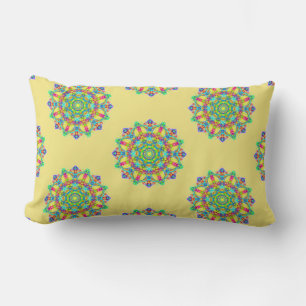 Boho Yellow Mandala Pattern Lumbar Cushion