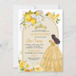 Boho Yellow Princess Mis Quince Anos Invitation