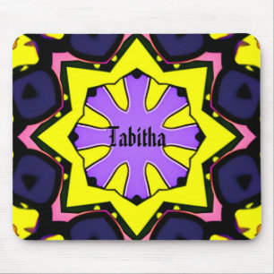 Boho yellow, purple, blue, pink design. mouse pad