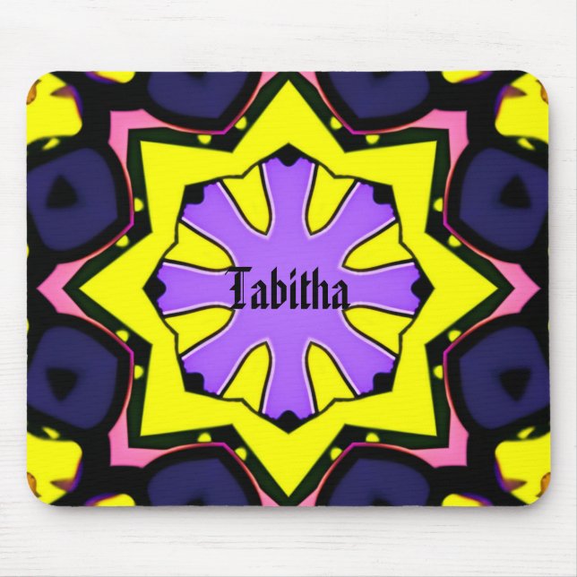 Boho yellow, purple, blue, pink design.  mouse pad (Front)