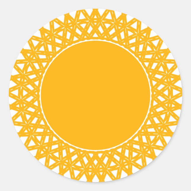 Boho yellow sun rays blank modern fun modern cute classic round sticker (Front)