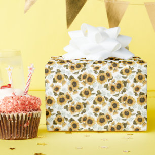 Boho Yellow Sunflower Wrapping Paper