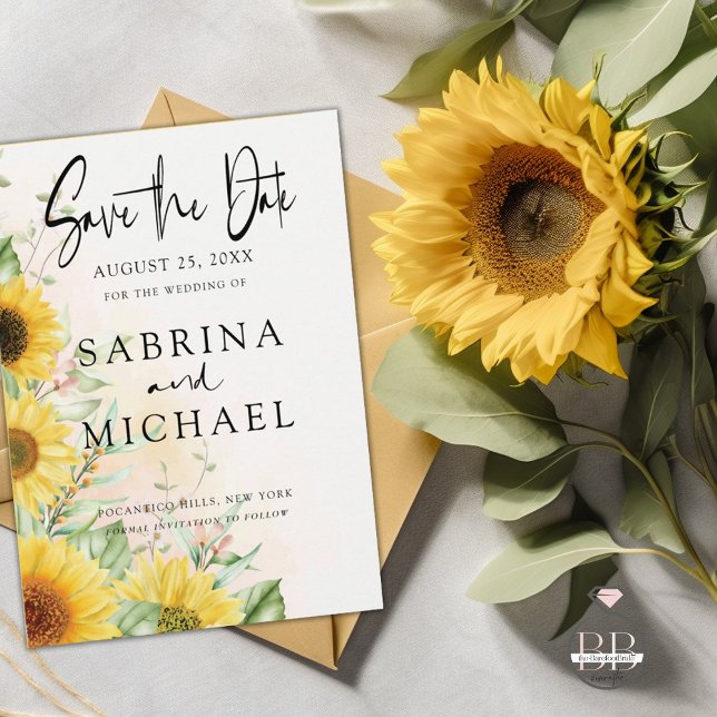Boho Yellow Sunflowers Save the Date (Creator Uploaded)
