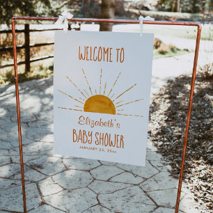 Boho Yellow Sunshine Baby Shower Welcome Sign