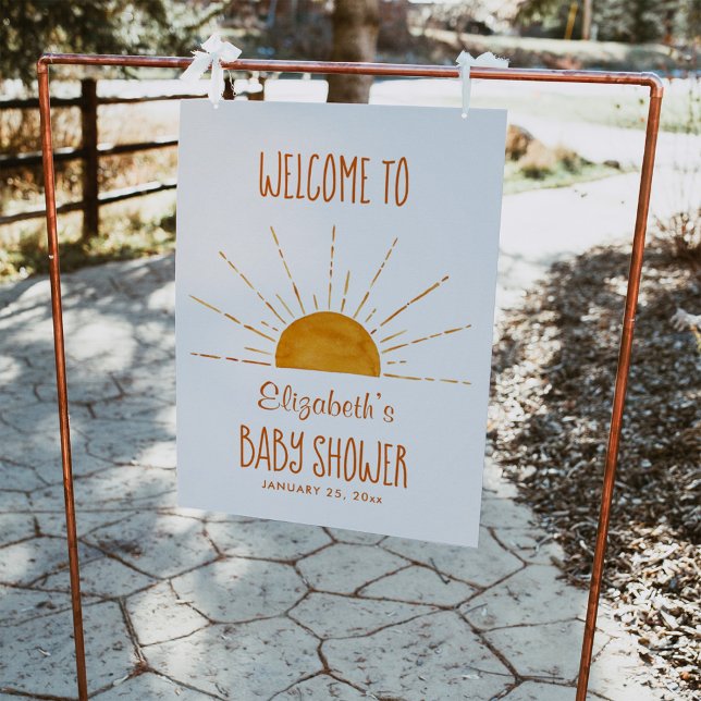  Boho Yellow Sunshine Baby Shower Welcome Sign  (Creator Uploaded)