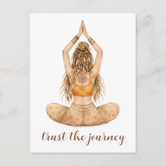 Boho Yoga Watercolor Design – Trust the Journey Postcard