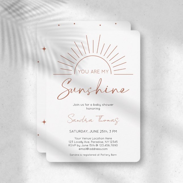 Boho You Are My Sunshine Baby Shower Invitation (Creator Uploaded)