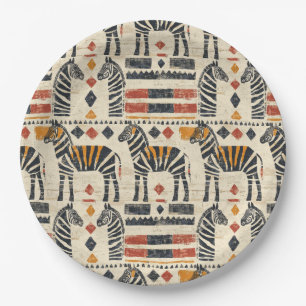 Boho Zebra Tribal Safari Pattern Paper Plate