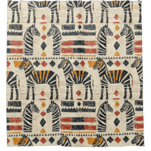 Boho Zebra Tribal Safari Pattern Shower Curtain