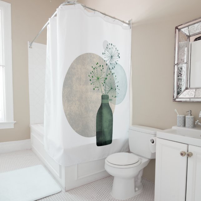 Boho Zen Floral Dandelions In A Bottle Shower Curtain (In Situ)