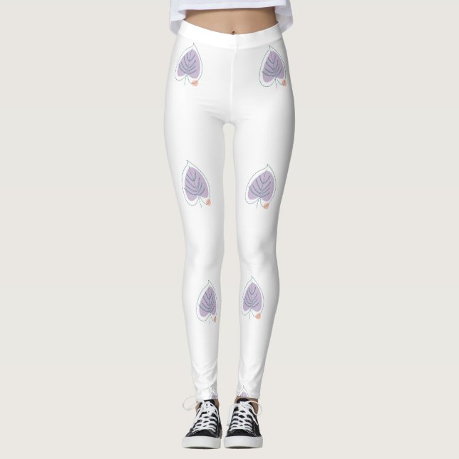 Boho Zen Little Lilac Leaf Leggings (Front)