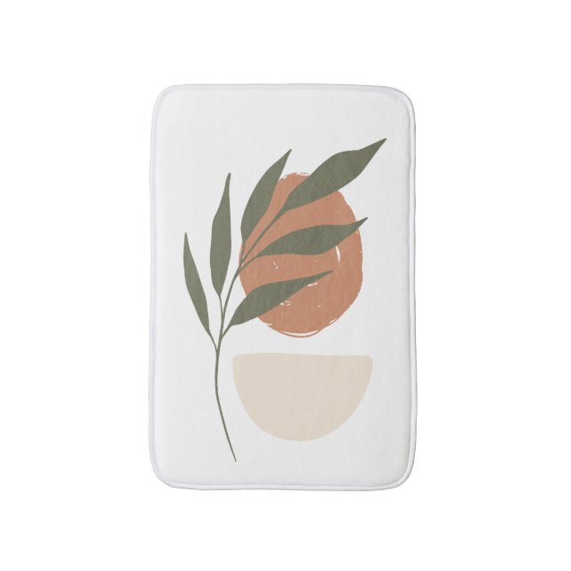 Boho Zen Minimalist Botanical Bath Mat (Front Vertical)