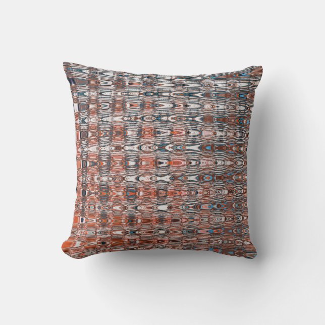 Boho Zigzag Millefiori Orange Navy Blue Abstract Cushion (Front)