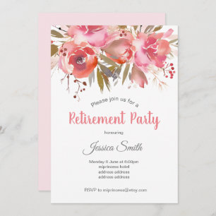 bohochic floral retirement party invitation