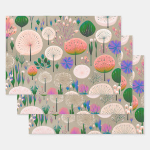 Bohomenian Wild Flowers in aesthical colours. Wrapping Paper Sheet