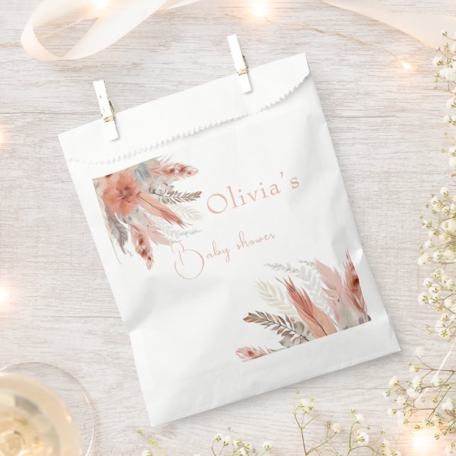 bohoPampas grass Baby shower Favour Bag (Clipped)