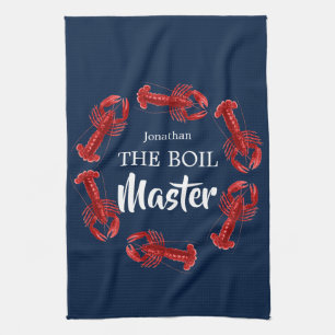 Boil Master Crawfish Dark Blue Custom Funny Tea Towel
