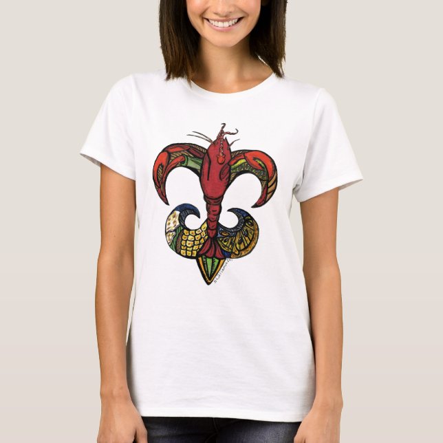 Boil with a Crawfish Fleur de Lis T-Shirt (Front)