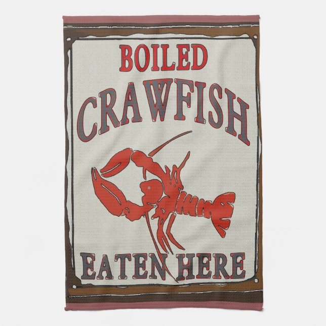 Boiled Crawfish Eaten Here and Towel (Vertical)