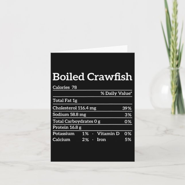 Boiled Crawfish Nutrition Facts Food Matching Mard Card (Front)