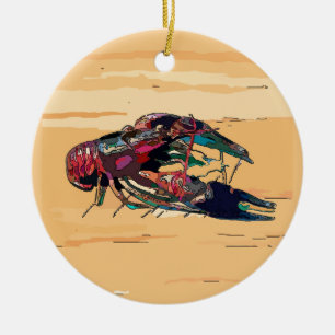 Boiled Crawfish on Wood Ceramic Tree Decoration