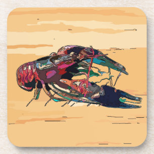 Boiled Crawfish on Wood Coaster