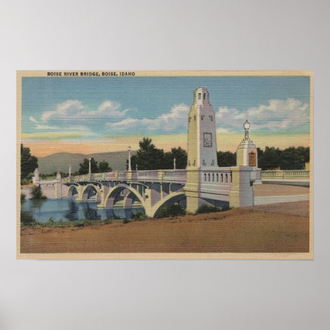 Boise, ID - View of Boise River Bridge Poster (Front)