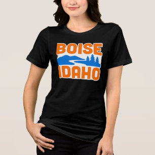 Boise Idaho   Bold River, Mountain & Pine Tree Tri-Blend Shirt
