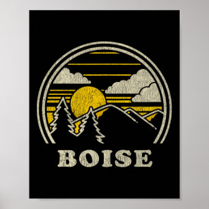 Boise Idaho Id T Shirt Vintage Hiking Mountains Te Poster