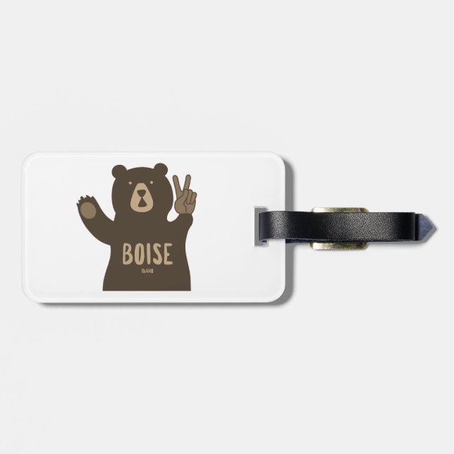 Boise Idaho Peace Bear Luggage Tag (Back Horizontal)