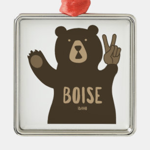 Boise Idaho Peace Bear Metal Ornament